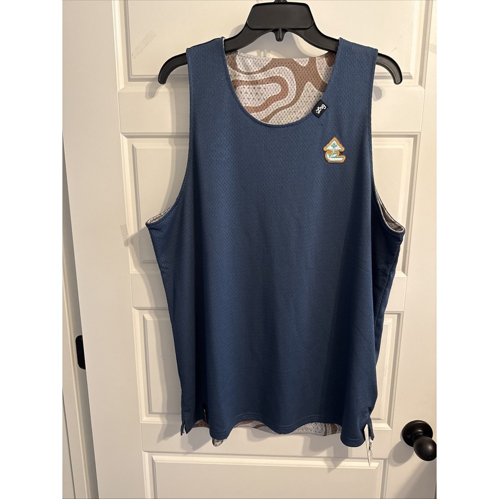 NWT IRG Trailhead Reversible Mesh Men Tank Blue And Green Print Size L